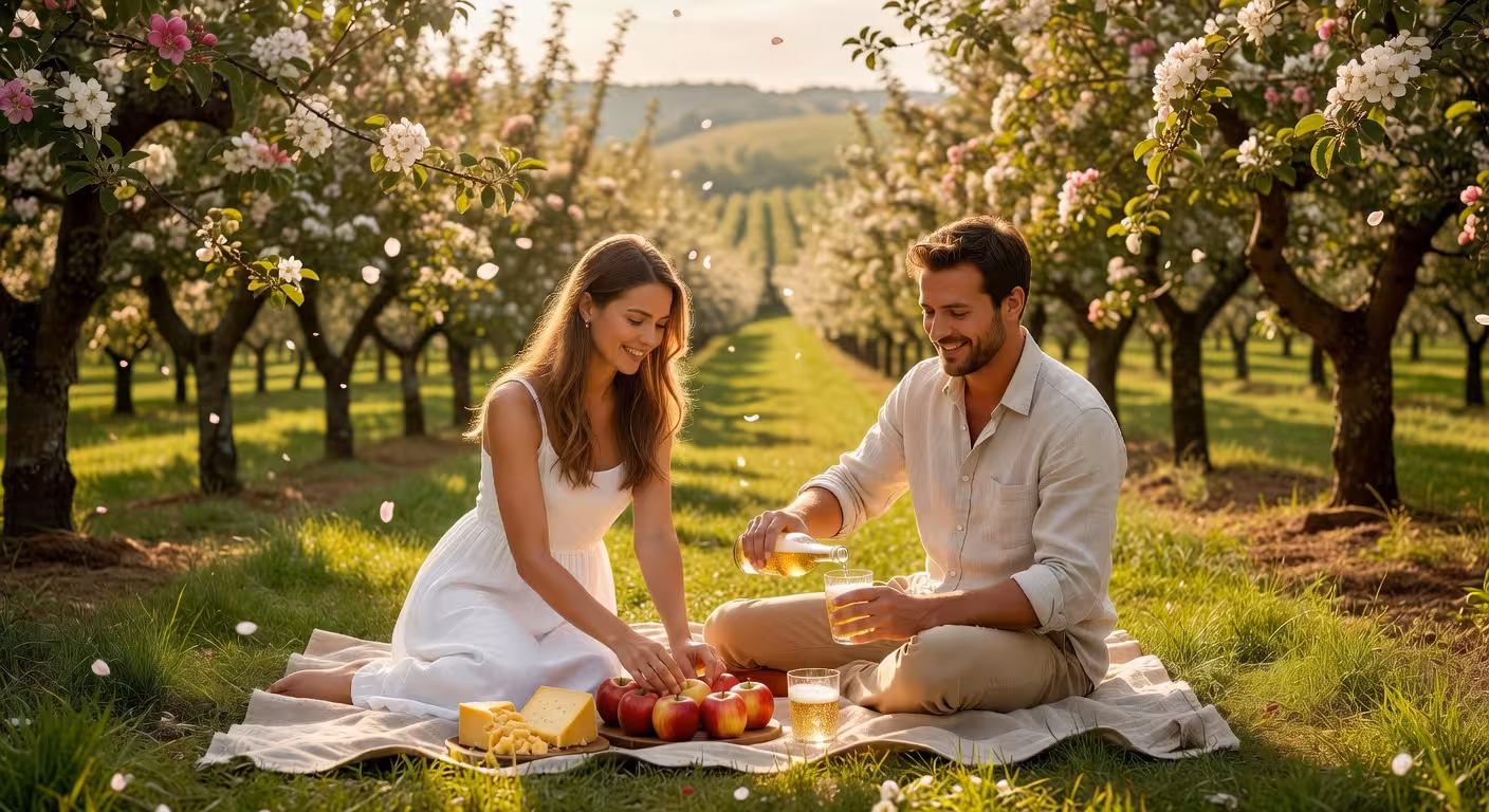 Romantische picknick tussen fruitboomgaarden in Haspengouw