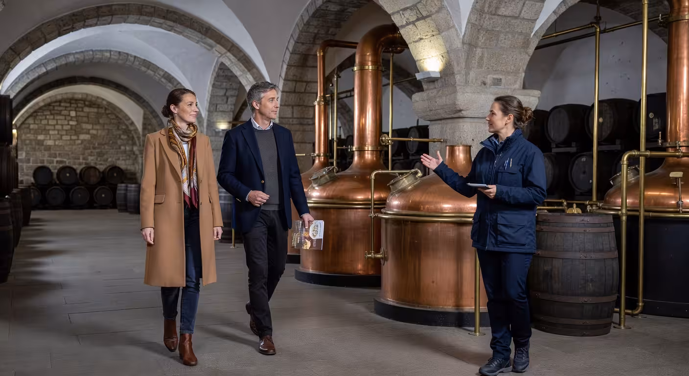 Koppel tijdens privérondleiding in historische trappistenbrouwerij in Brugge