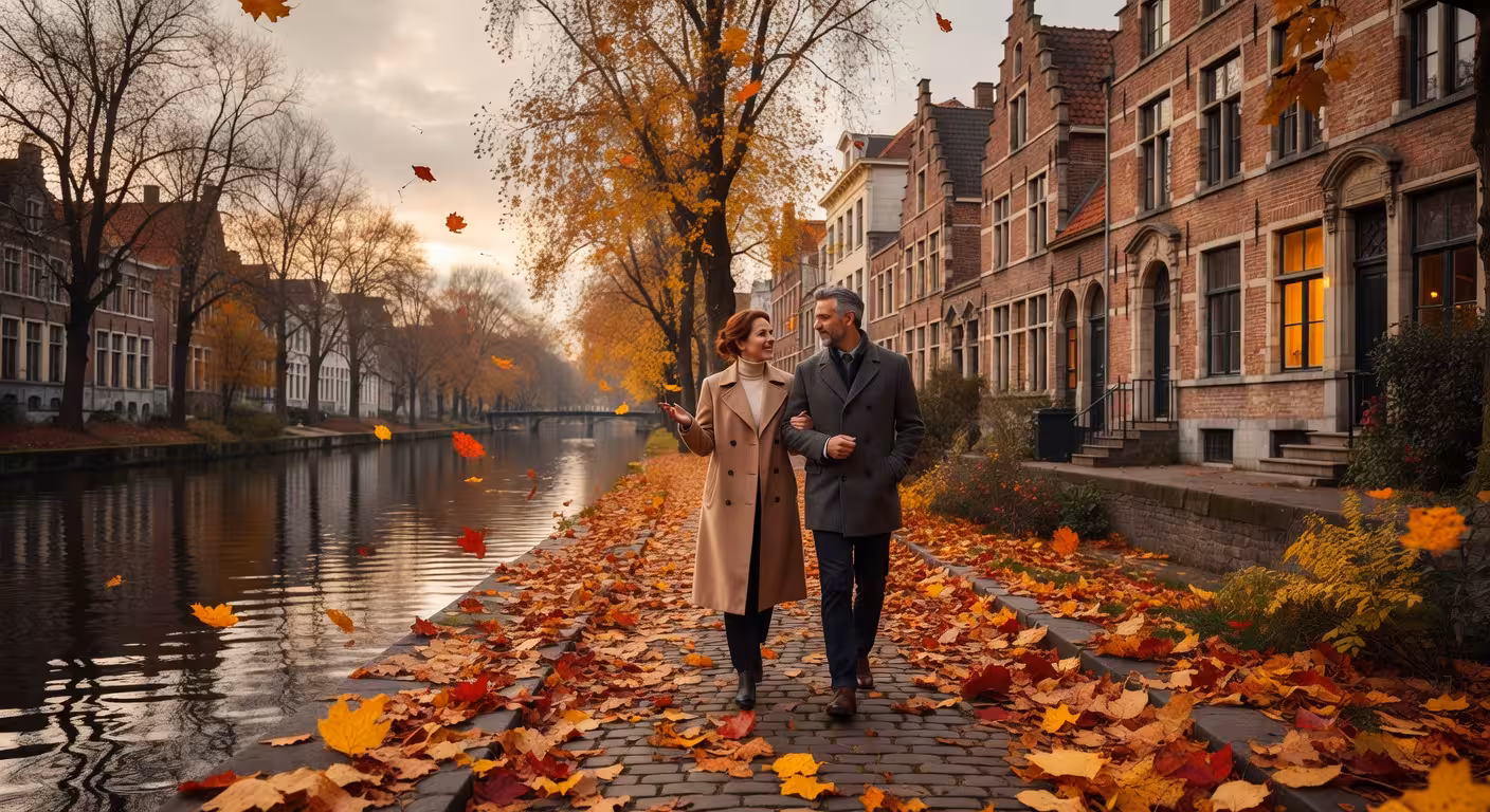 Sugar dating koppel wandelt langs Coupure kanaal in herfst